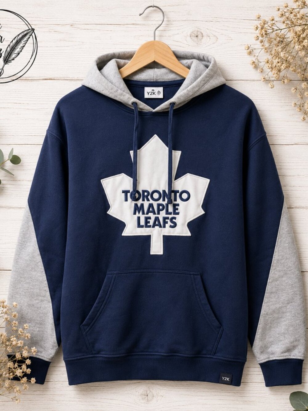 Vintage Y2K Toronto Maple Leafs NHL Hoodie Navy Blue Size Large - Picture 2 of 8